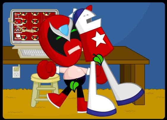 Strong Bad strikes with a low blow